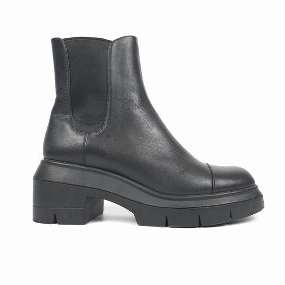 STUART WEITZMAN Norah Lift Lug Sole Leather Boots Clean Girl Minimal Grunge Boho - Picture 1 of 10